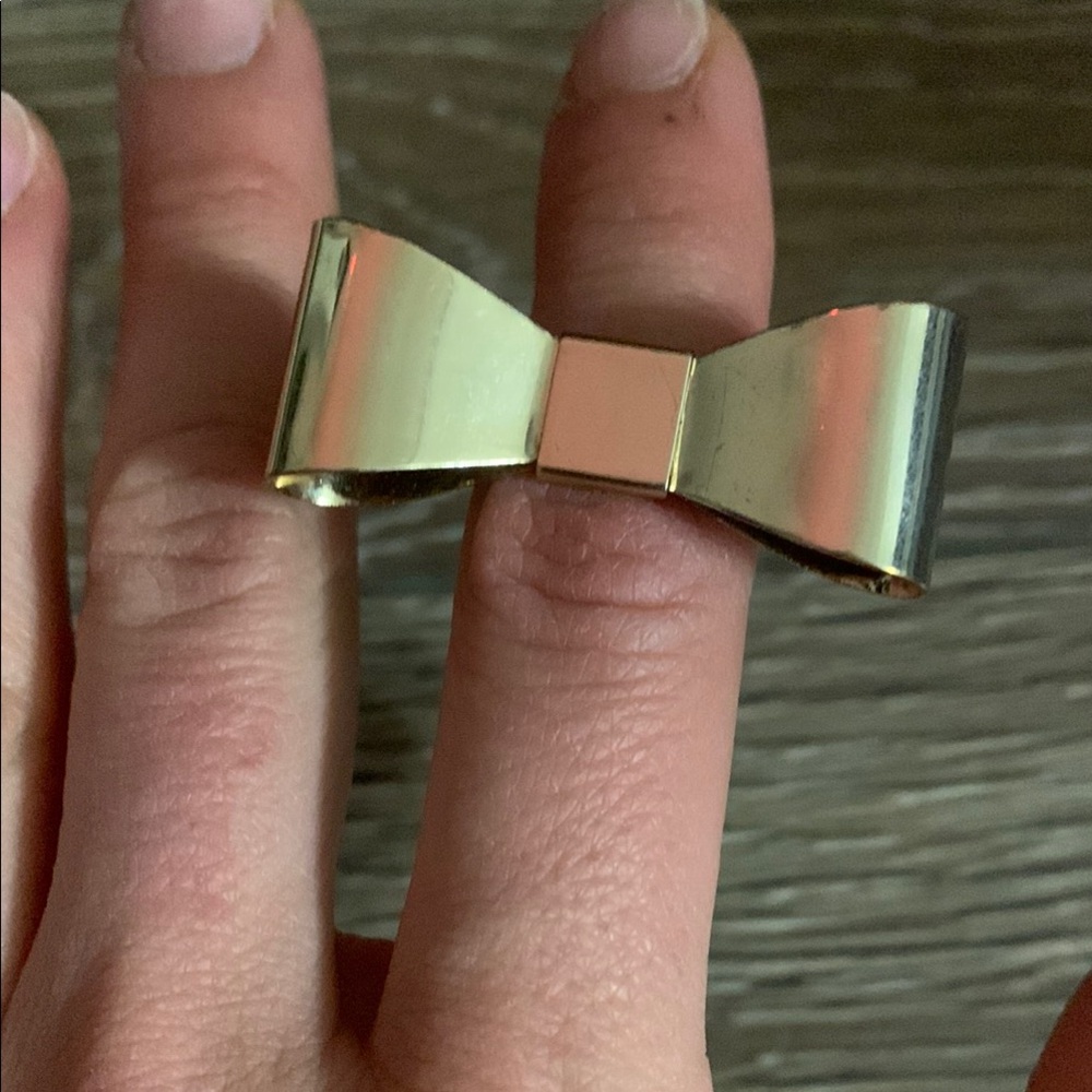 Gold Bow Statement Ring with Geometric Design